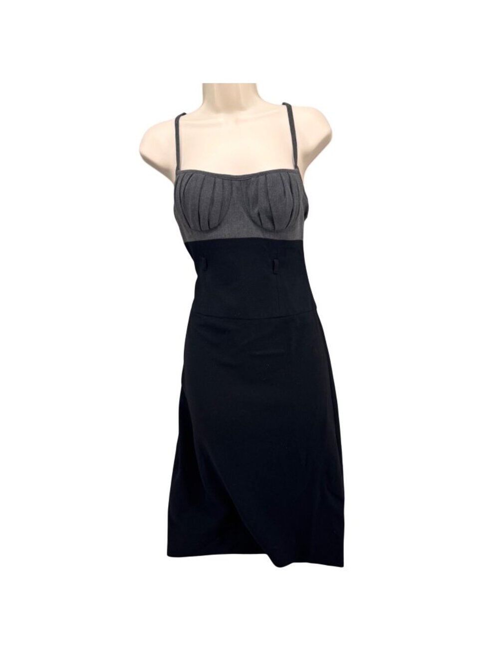 Black Halo Bustier Sheath Dress Black Grey Colorblock Sleeveless Size 4